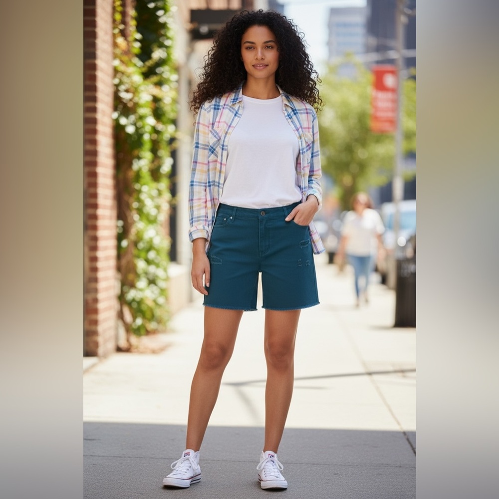 Candace Cameron Bure Denim Shorts NWT • 28 Petite • Pacific Wash • Classic Fit